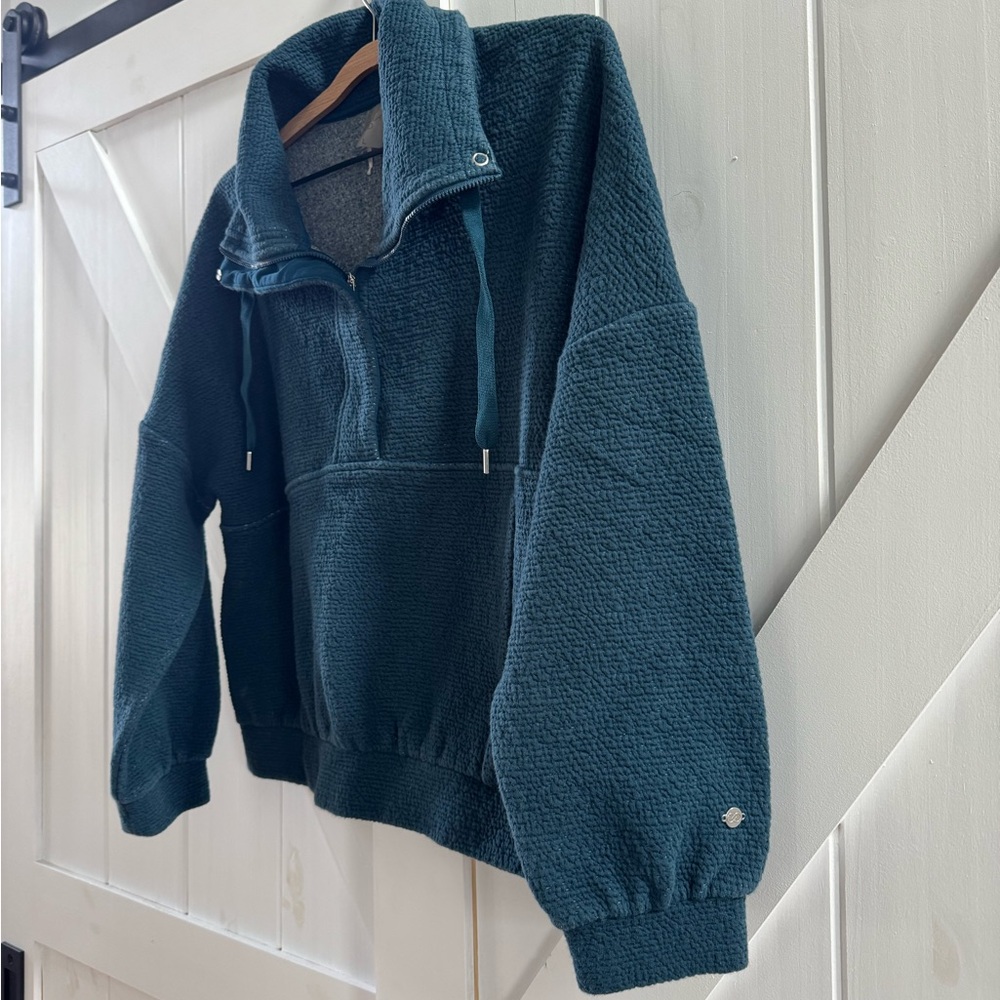 CALIA Half-Zip Teal Placket Pullover Sweatshirt - Picture 4 of 6